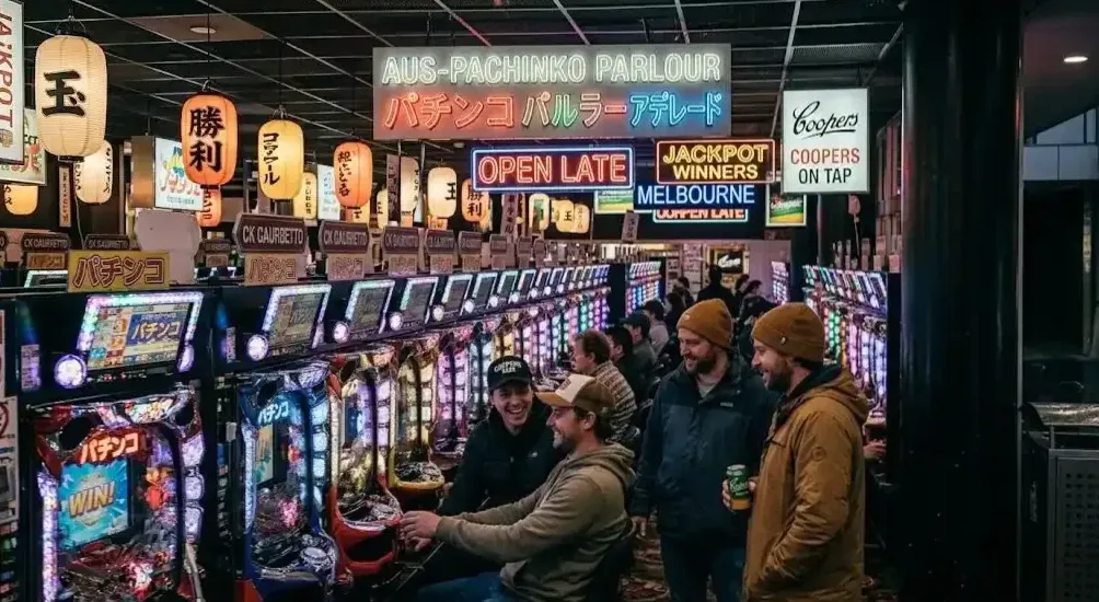 Main hall with rows of pachinko machines