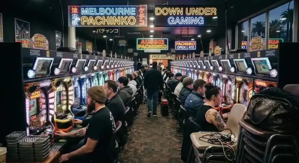 Pachinko machine beside a pokie